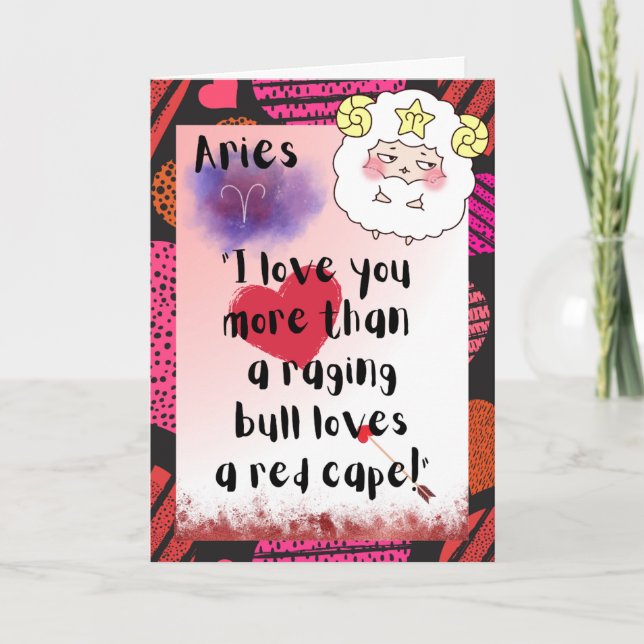 Aries Zodiac Valentiness Personlig Card Kort (Framsida)