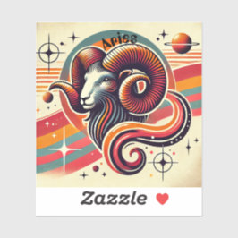Aries Zodiac Vinyl Sticker Retro Design Klistermärken
