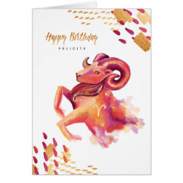 Aries Zodiac Watercolor Artistry Card Hälsningskort