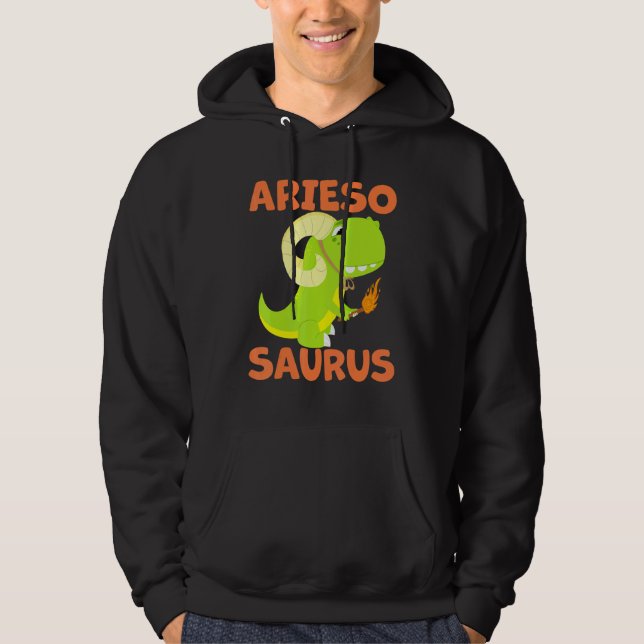 Ariesosaurus Aries Zodiac Sign Astrology T Rex Din Hoodie (Framsida)