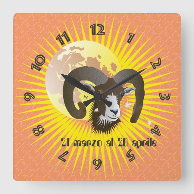 Ariete 21 marzo al 20 aprile Orologio Fyrkantig Klocka (Framsida)