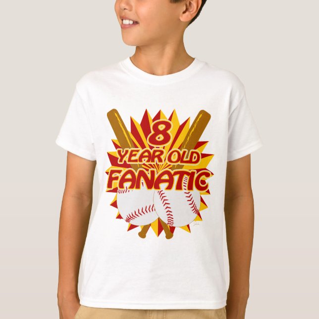 Årig fanatiker för baseball 8 t-shirt (Framsida)