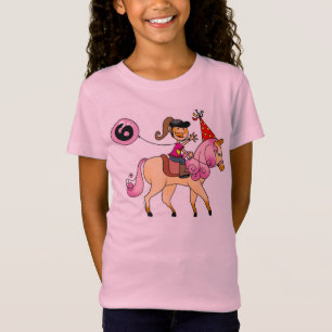 årig flicka 6 på en ponny t shirt