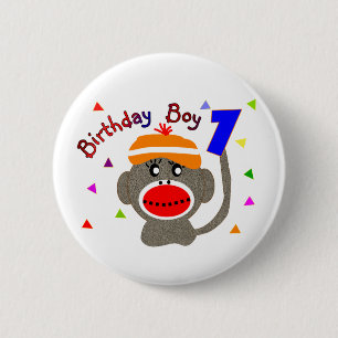 Årig födelsedagPOJKEsock monkey 1 Knapp