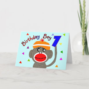 Årig födelsedagPOJKEsock monkey 1 Kort
