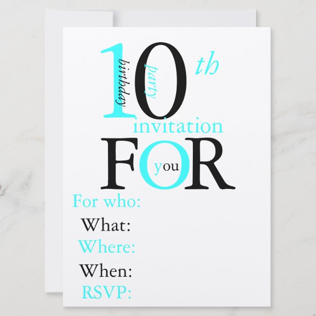 årig inbjudan för födelsedag 10 (Framsida)