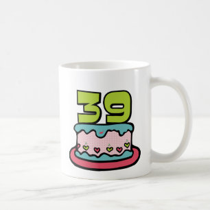 Årig tårta för födelsedag 39 kaffemugg