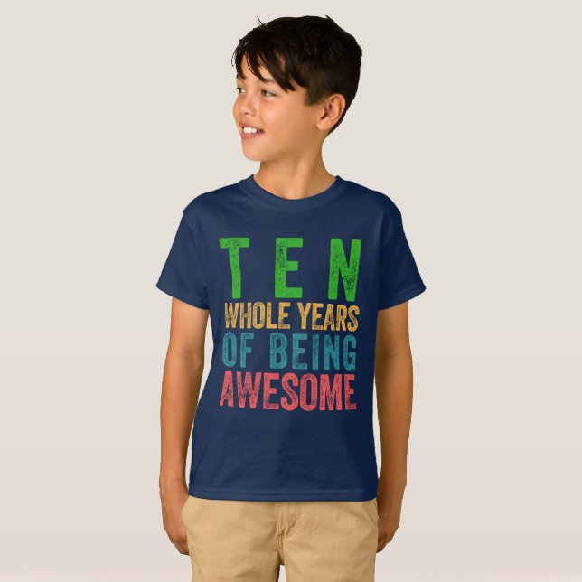 Årig tionde för ungepojke för födelsedagsfest 10 tee shirt (Hel framsida)