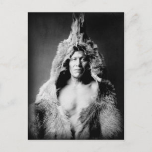 Arikara Indian, Bear's Belly, klädd bondskinn Vykort