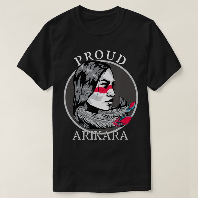 Arikara Indian Tribe Warrior Girl Feather T Shirt (Design framsida)