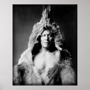 Arikara indier, björn buk som ha på sig bearskin poster