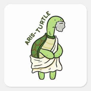 Aris-turtle Turtle Philosophy Pun Sticker Fyrkantigt Klistermärke