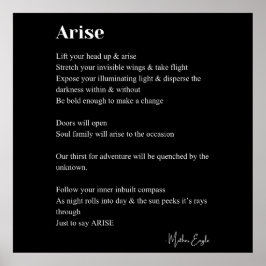 Arise dikt poetry black white wall art dedecor poster