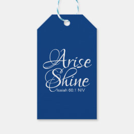 Arise och Shine Christian Bible Verse Blue Presentetikett