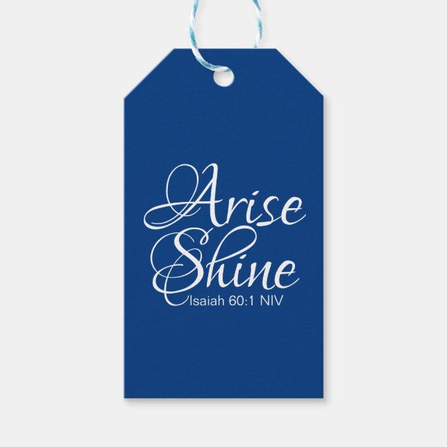 Arise och Shine Christian Bible Verse Blue Presentetikett (Framsidan)