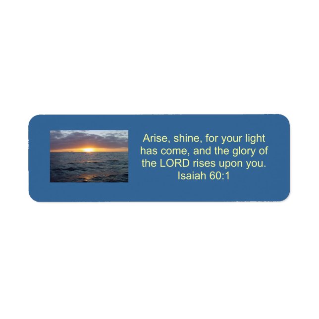 Arise Shine - Isaiah 60:1 Returadress Etikett (Framsidan)