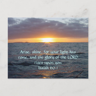 Arise Shine - Isaiah 60:1 Vykort