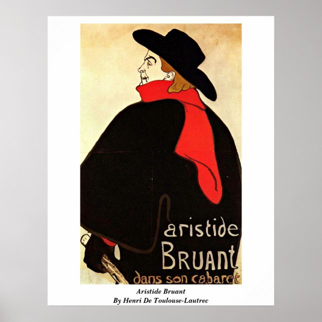 Aristide Bruant av Henri De Toulouse-Lautrec Poster (Framsidan)