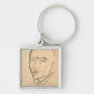 Aristide Sommati, c.1908 Fyrkantig Silverfärgad Nyckelring