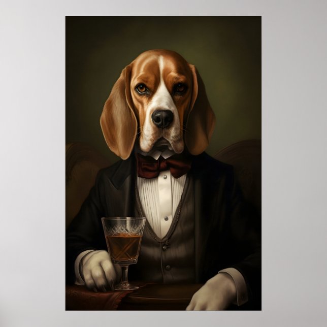 Aristocratic Beagle Print, Funny Renaissance Dog Poster (Framsidan)
