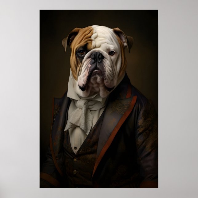 Aristocratic Bulldog Portrait, Funny Renaissance Poster (Framsidan)
