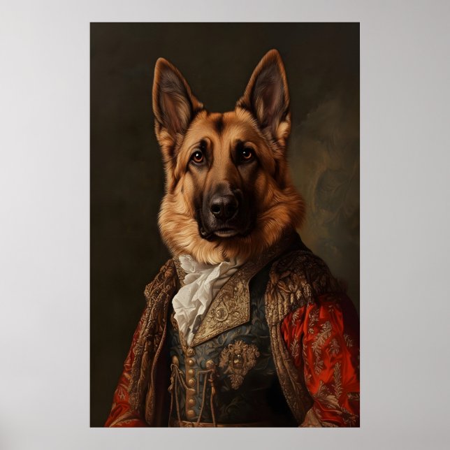 Aristocratic German Shepherd Print, Renaissance Poster (Framsidan)