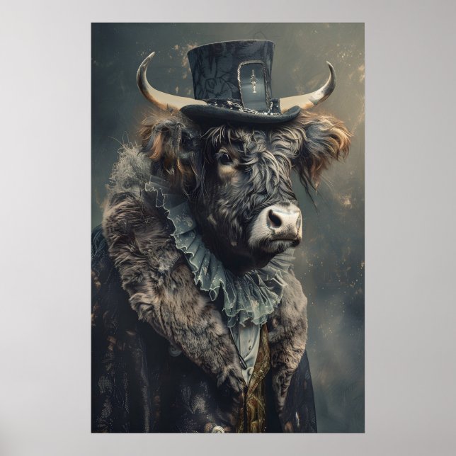 Aristocratic Highland Cow Portrait, Renaissance Poster (Framsidan)