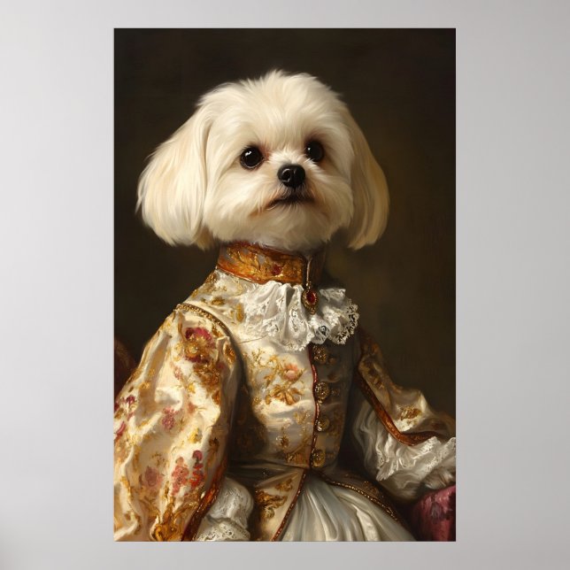 Aristocratic Maltese Dog Art Print, Renaissance Poster (Framsidan)