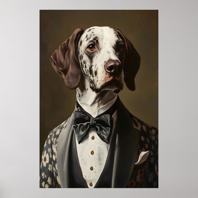 Aristocratic Pointer Dog Portrait, Funny Animal Poster (Framsidan)