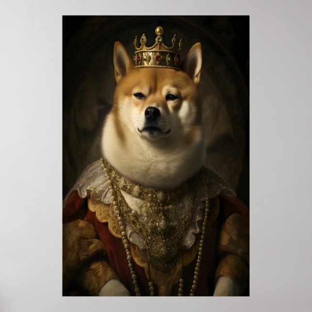 Aristocratic Shiba Inu Portrait Print, Funny Dog Poster (Framsidan)
