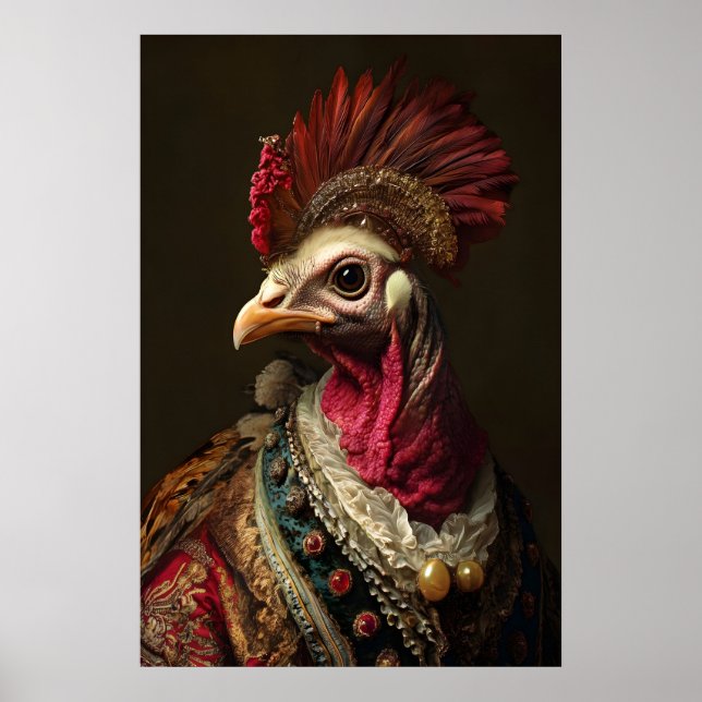 Aristocratic Turkey Portrait, Funny Renaissance Poster (Framsidan)