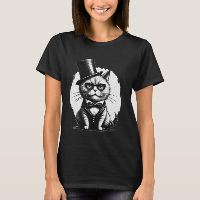 Aristokratisk katt - rolig katt t shirt (Framsida)