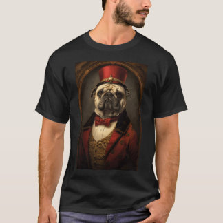 Aristokratisk Pug Hund Målning, Rolig Djur Porträt T Shirt