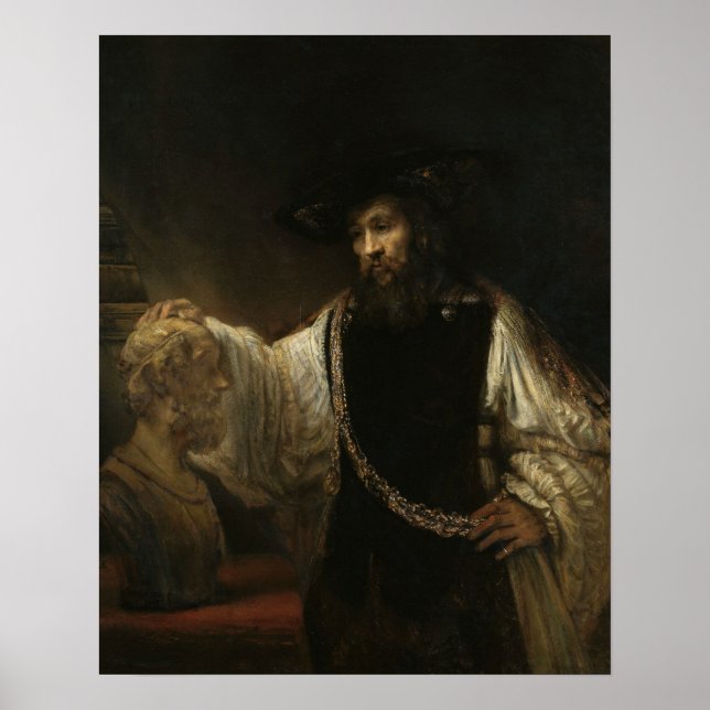 Aristoteles (384-322 BC) med en Bust of Homer Poster (Framsidan)