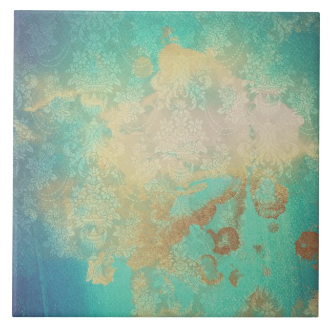 Aristoteles Blue-teal beige åldras tittar Kakelplatta (Framsidan)