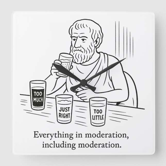 Aristoteles guide till måttfullhet fyrkantig klocka (Framsida)