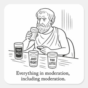 Aristoteles guide till måttfullhet fyrkantigt klistermärke