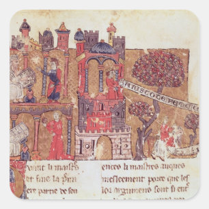 Aristoteles instruerar Alexander Underbaren i Fyrkantigt Klistermärke