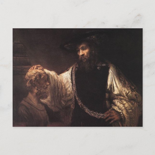 Aristoteles med en Bust of Homer Vykort (Framsida)