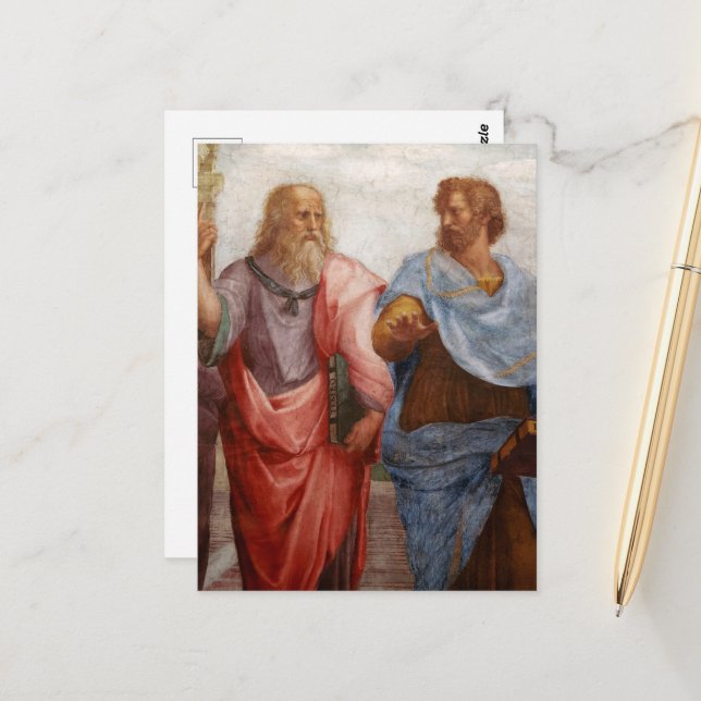 Aristoteles och Plato av Raphael Vykort (Fram/Back In Situ)