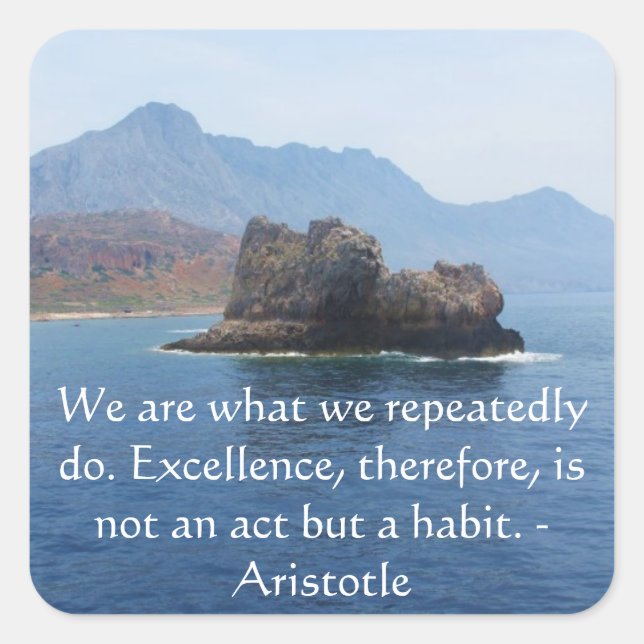 Aristoteles utmärkta citat fyrkantigt klistermärke (Framsida)