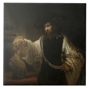 Aristotle (384-322 BC) med en byst av Homer Kakelplatta