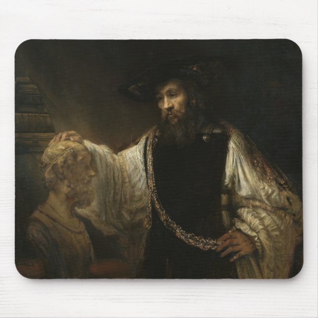 Aristotle (384-322 BC) med en byst av Homer Musmatta (Framsidan)