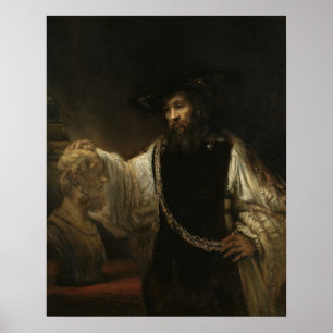 Aristotle (384-322 BC) med en byst av Homer Poster