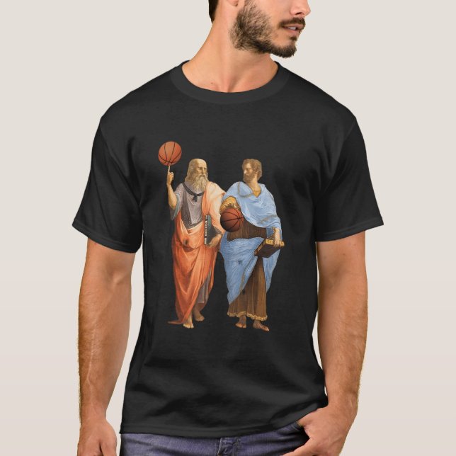 Aristotle And Plato With Basketballs Philosophy Ma T Shirt (Framsida)