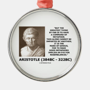 Aristotle befaller av metafor markerar av julgransprydnad metall
