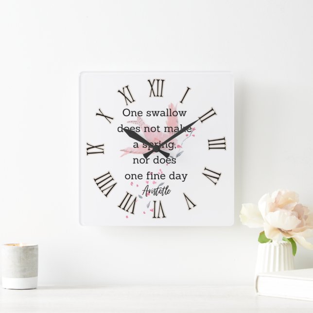 Aristotle Spring Quote Decor For Home  Fyrkantig Klocka (Hem)