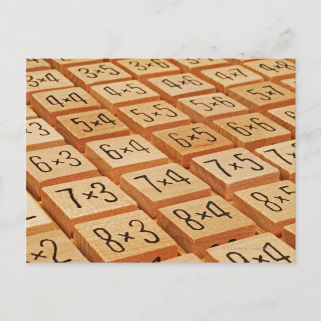 Aritmetisk. Multiplikationstider bord trä Vykort (Framsida)