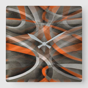Arittio Vibes Burned Orange och Grått Layered Cur Fyrkantig Klocka