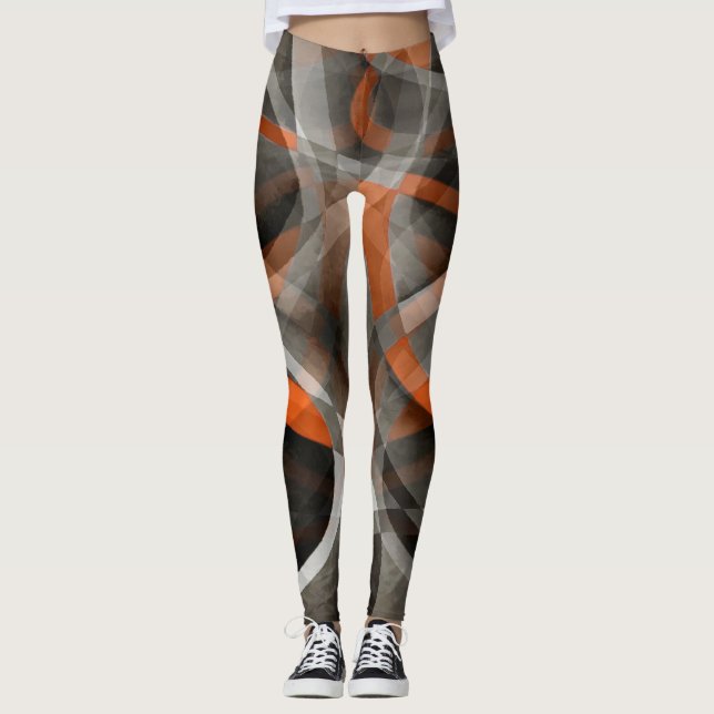 Arittio Vibes Burned Orange och Grått Layered Curv Leggings (Framsida)